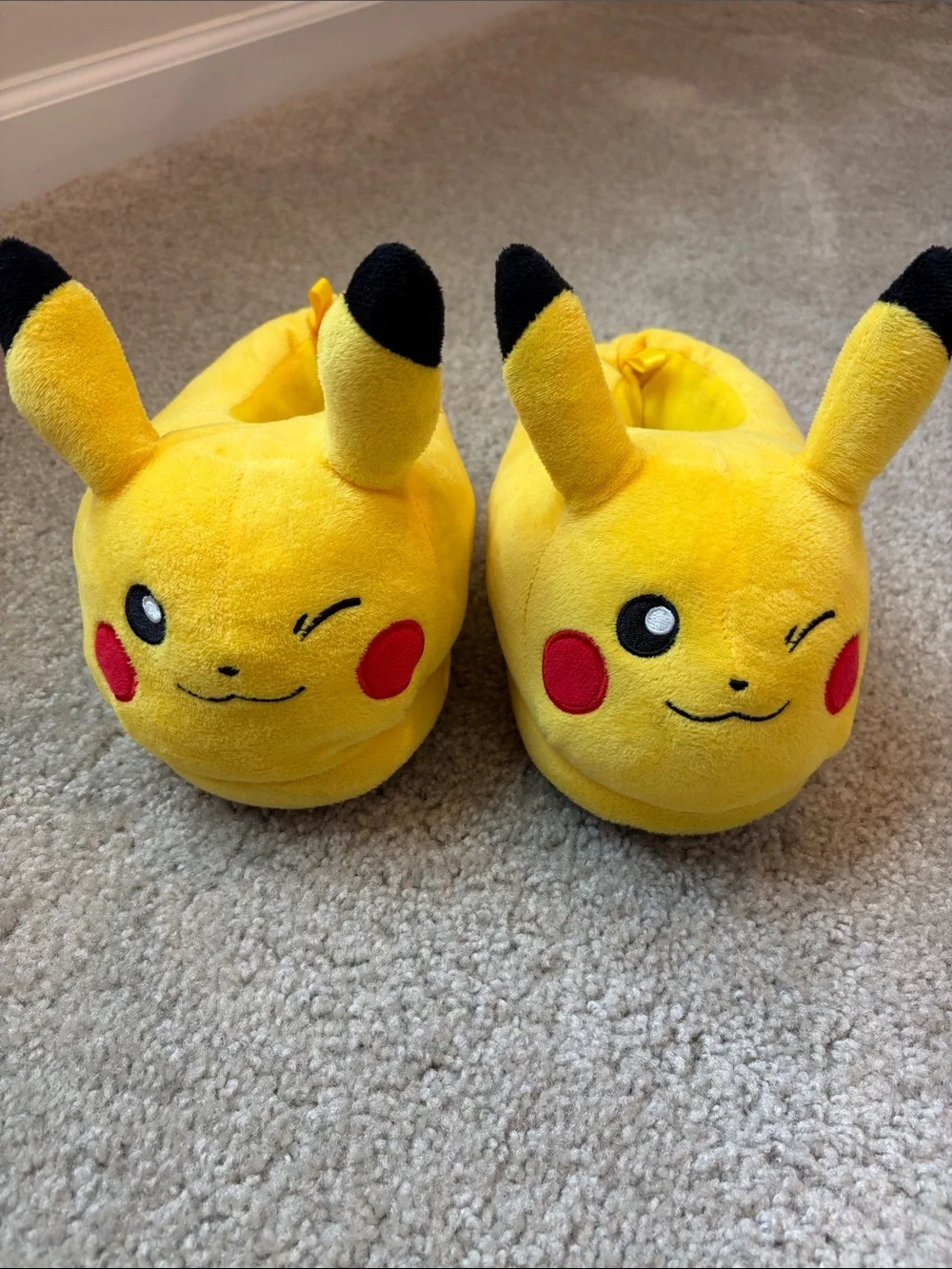 Pokémon Pikachu Plush Slippers - Yellow Kids Slippers - Size 11/12